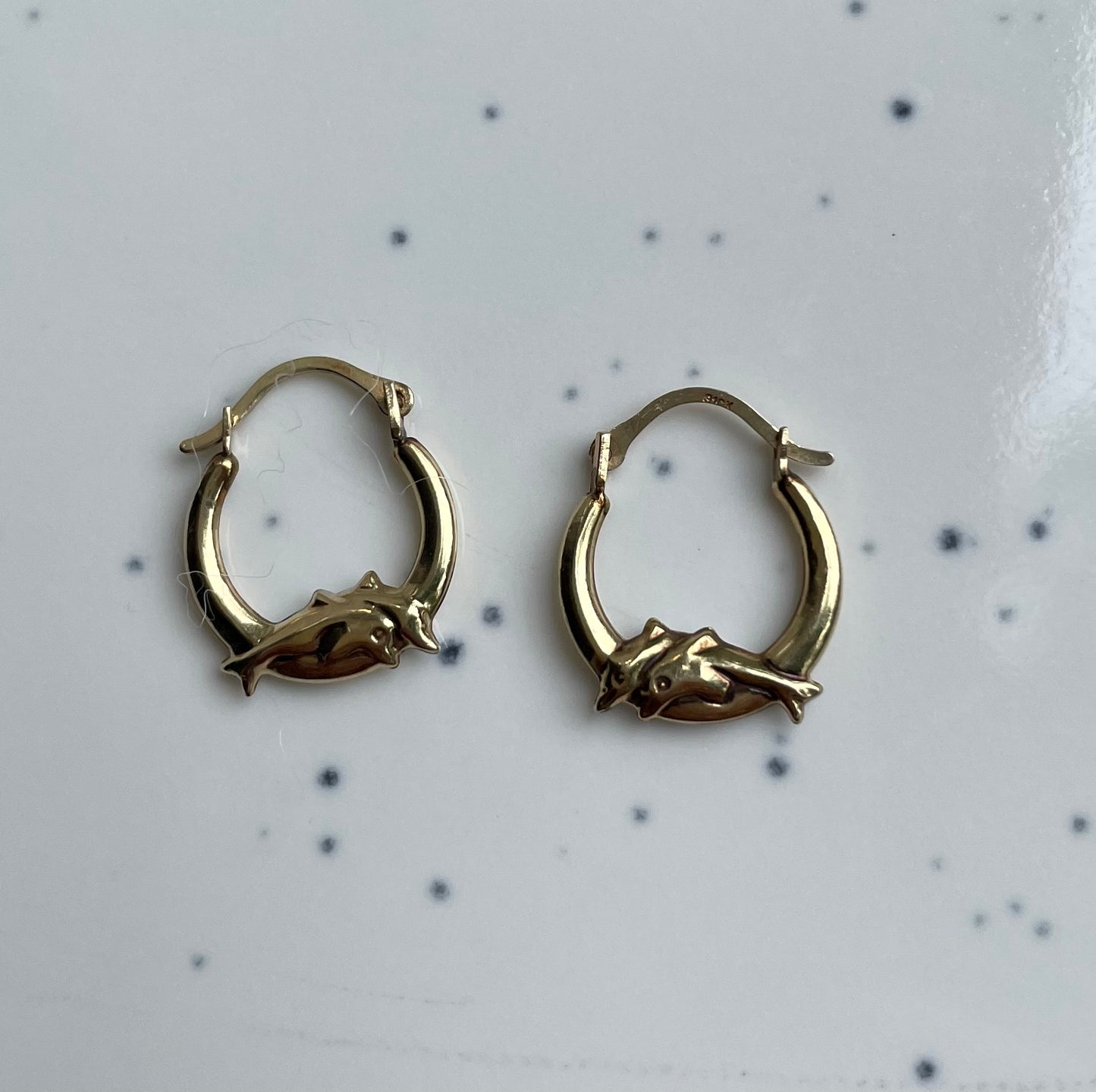 Vintage Two Tone Dolphin Hoops